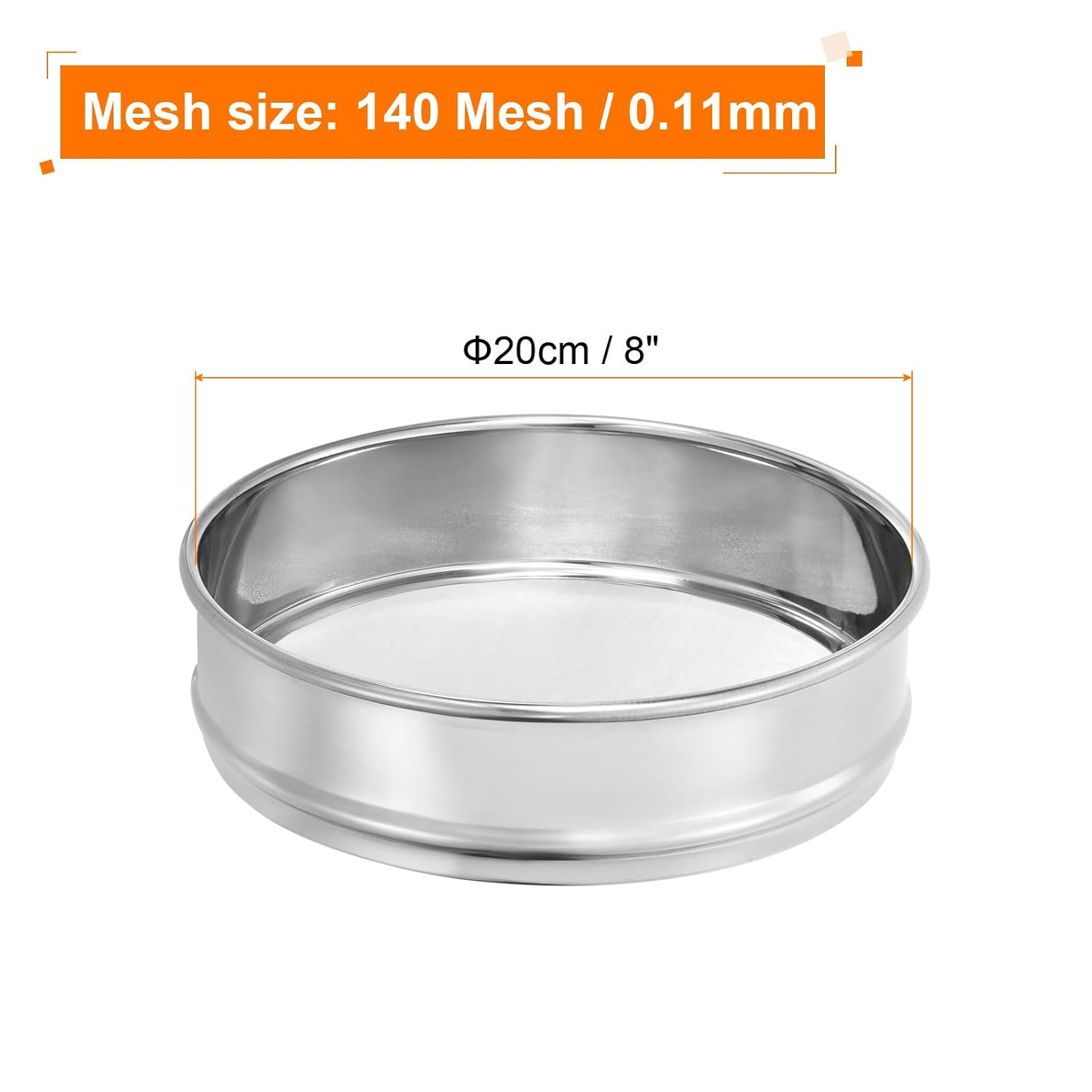 10 Mesh Lab Sieve, 8" Diameter Test Sieve 304 Stainless Steel Wire Cloth (2mm) for Industrial Laboratory - Colors A