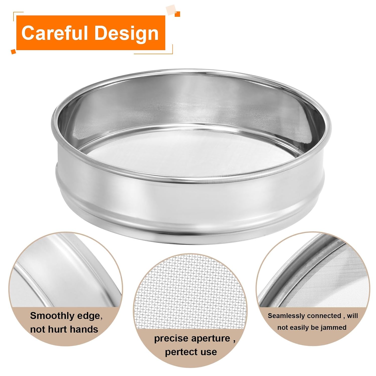 10 Mesh Lab Sieve, 8" Diameter Test Sieve 304 Stainless Steel Wire Cloth (2mm) for Industrial Laboratory - Colors A