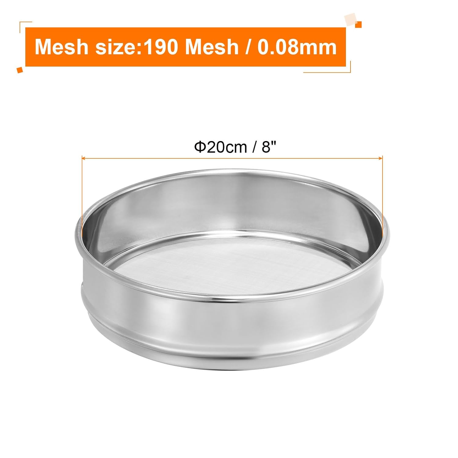 10 Mesh Lab Sieve, 8" Diameter Test Sieve 304 Stainless Steel Wire Cloth (2mm) for Industrial Laboratory - Colors A