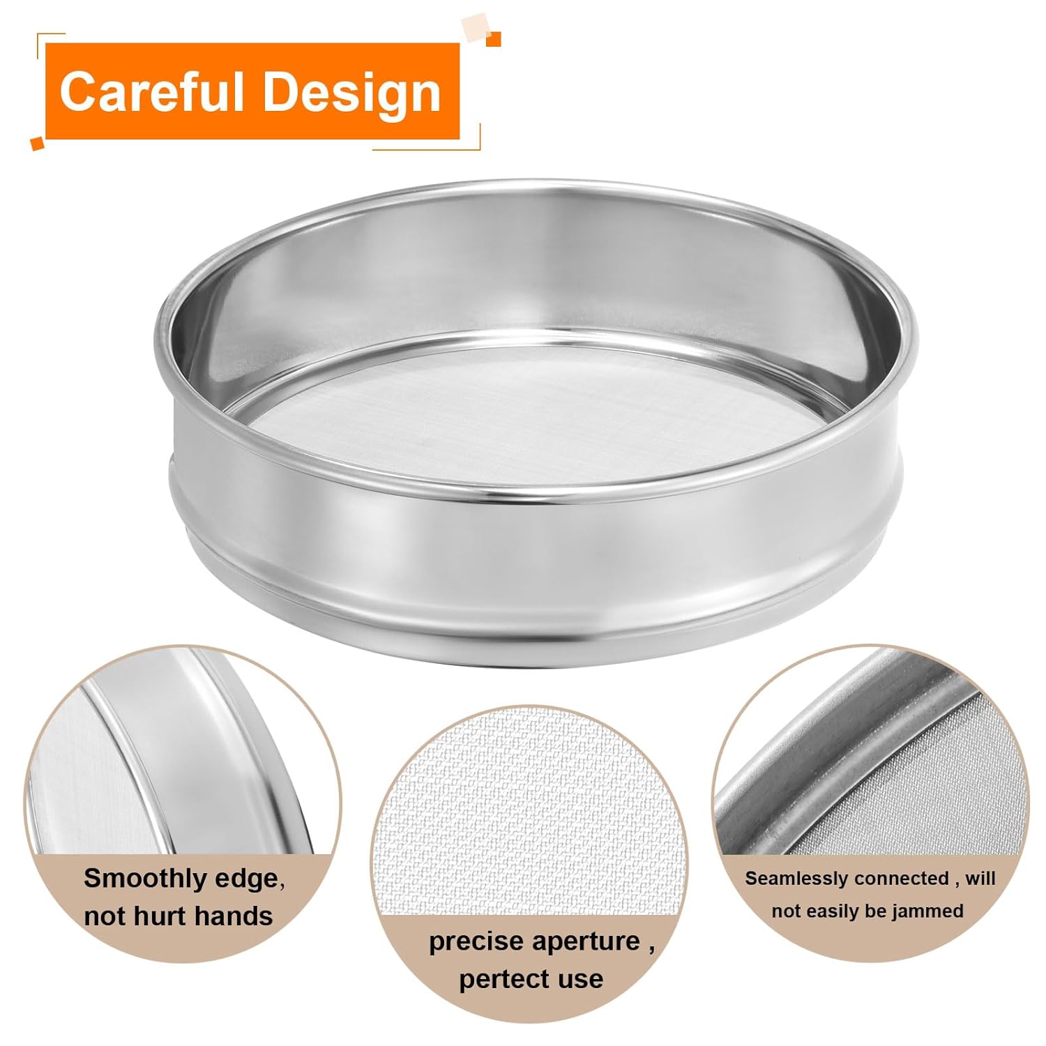 10 Mesh Lab Sieve, 8" Diameter Test Sieve 304 Stainless Steel Wire Cloth (2mm) for Industrial Laboratory - Colors A