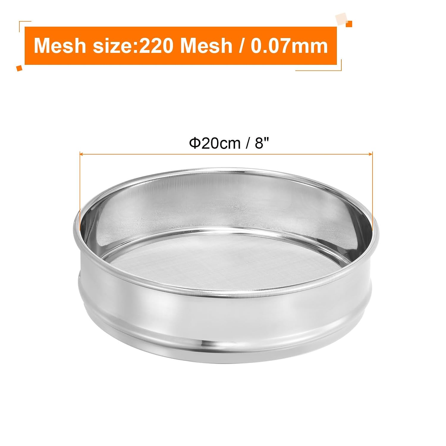 10 Mesh Lab Sieve, 8" Diameter Test Sieve 304 Stainless Steel Wire Cloth (2mm) for Industrial Laboratory - Colors A