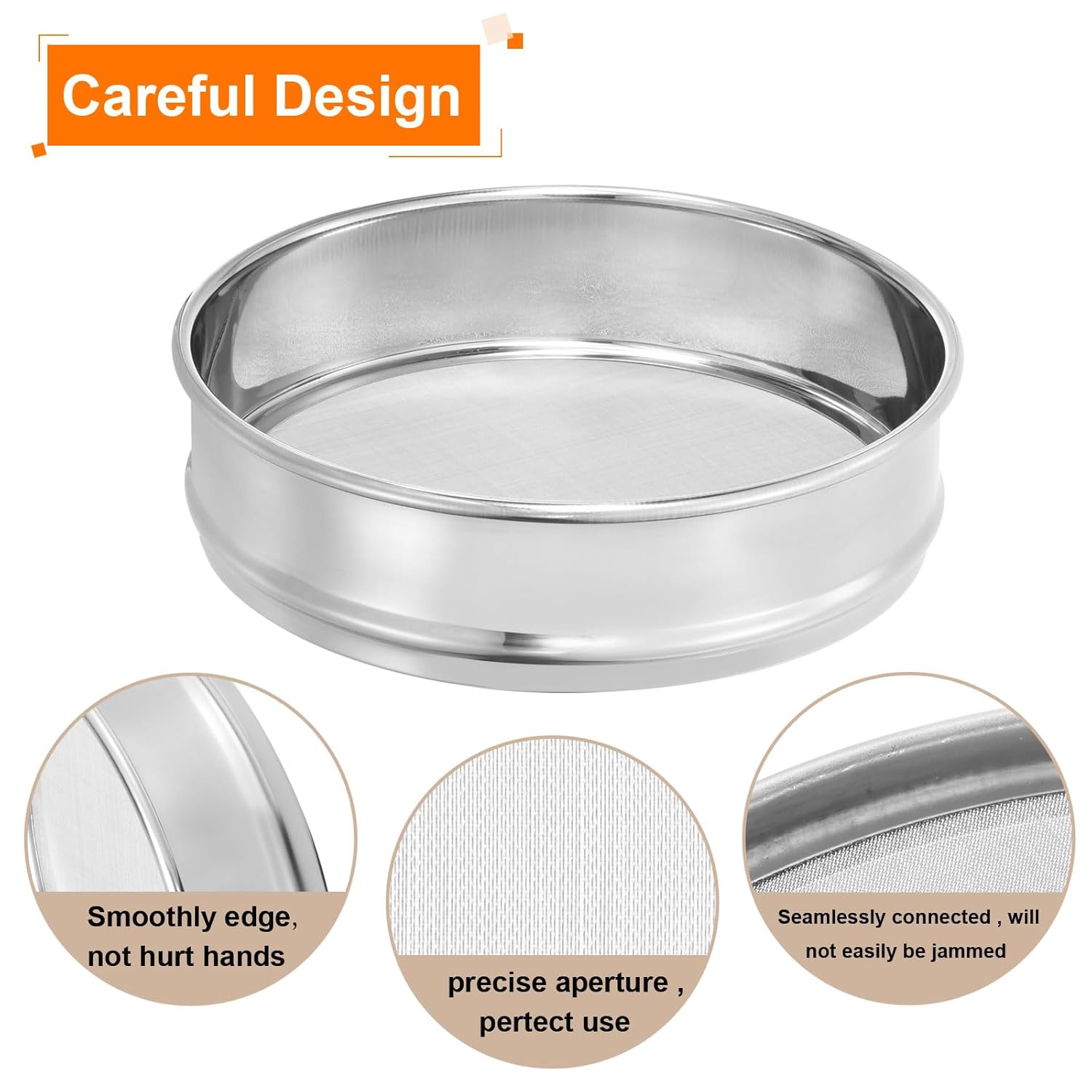 10 Mesh Lab Sieve, 8" Diameter Test Sieve 304 Stainless Steel Wire Cloth (2mm) for Industrial Laboratory - Colors A