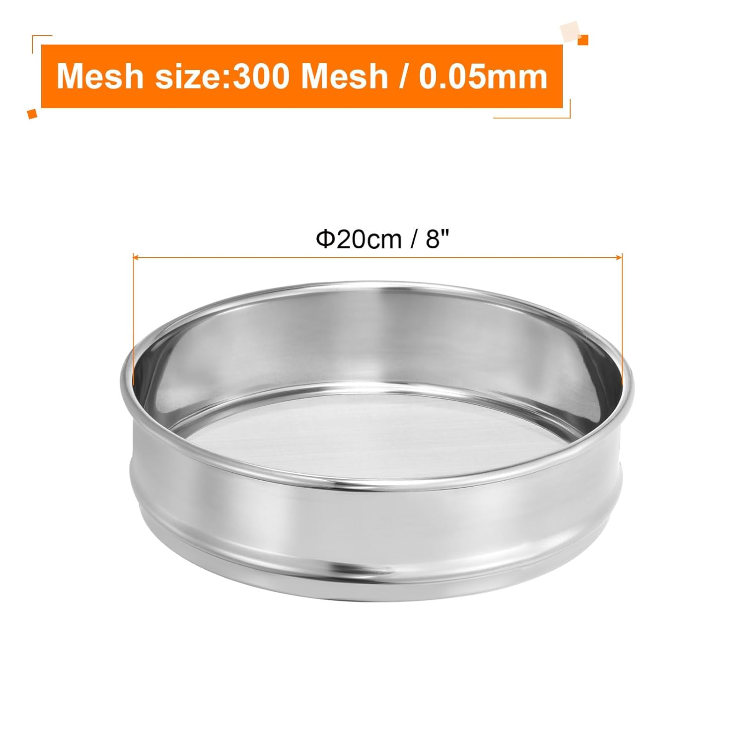 10 Mesh Lab Sieve, 8" Diameter Test Sieve 304 Stainless Steel Wire Cloth (2mm) for Industrial Laboratory - Colors A