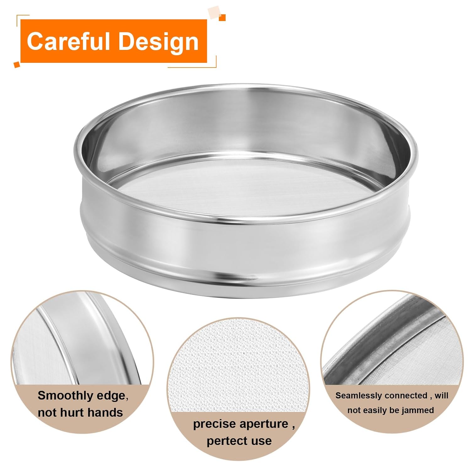 10 Mesh Lab Sieve, 8" Diameter Test Sieve 304 Stainless Steel Wire Cloth (2mm) for Industrial Laboratory - Colors A