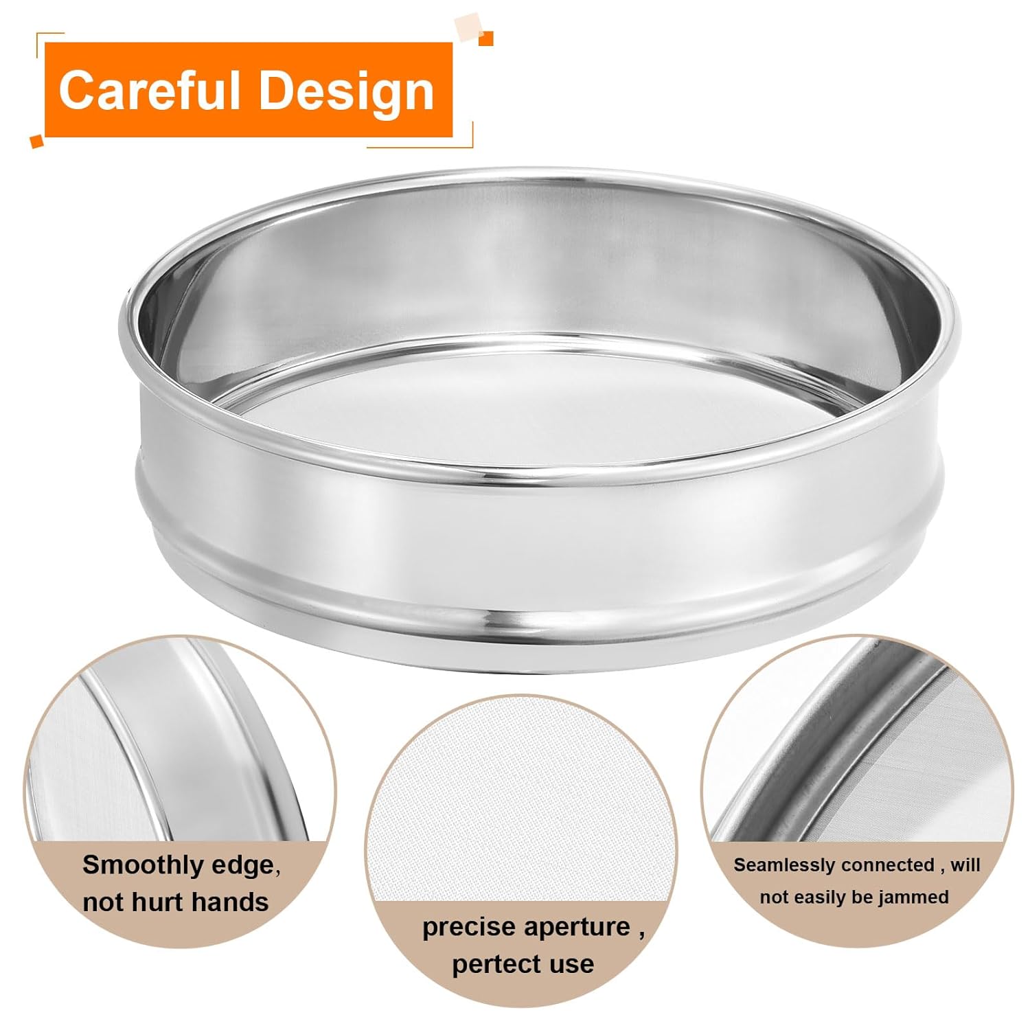 10 Mesh Lab Sieve, 8" Diameter Test Sieve 304 Stainless Steel Wire Cloth (2mm) for Industrial Laboratory - Colors A