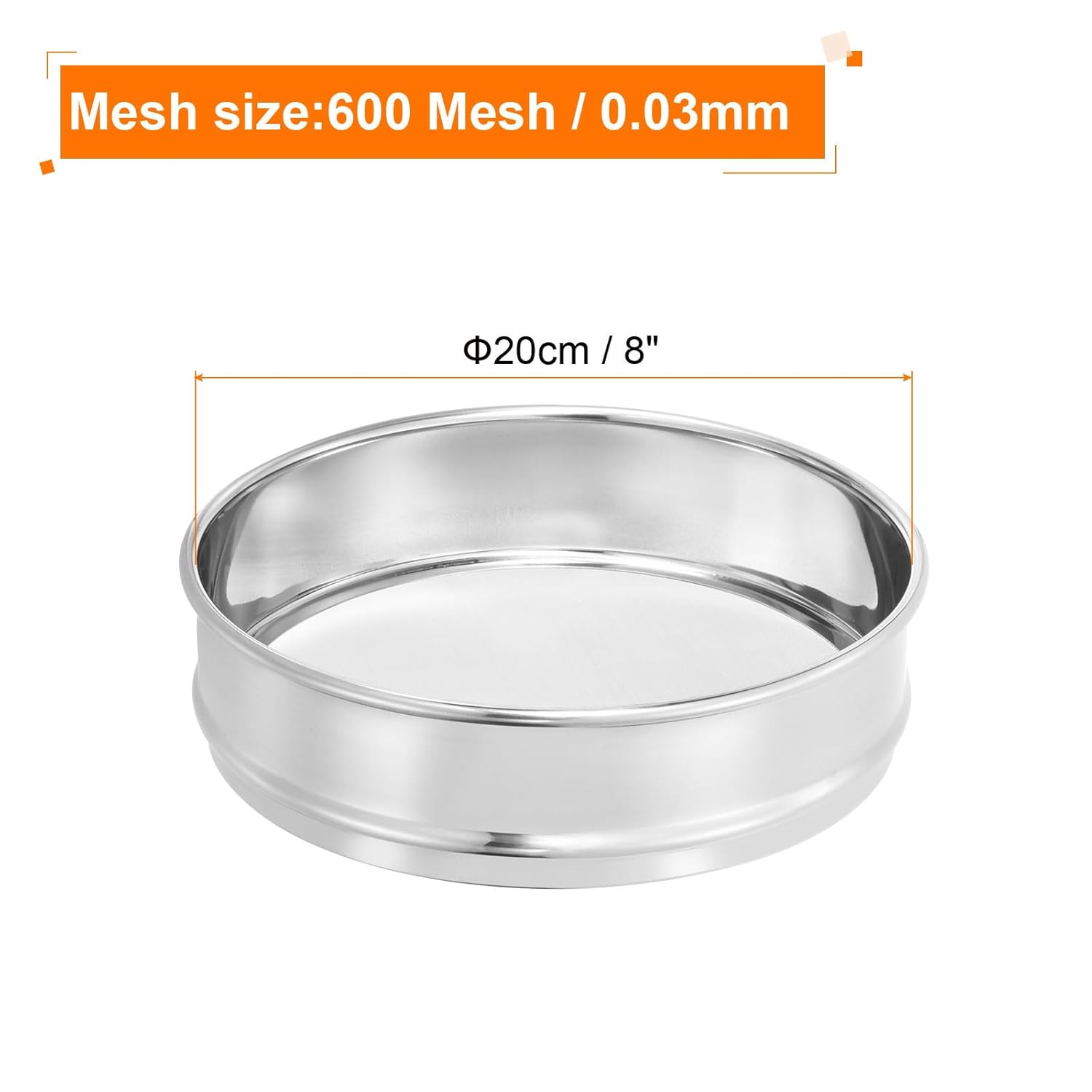 10 Mesh Lab Sieve, 8" Diameter Test Sieve 304 Stainless Steel Wire Cloth (2mm) for Industrial Laboratory - Colors A