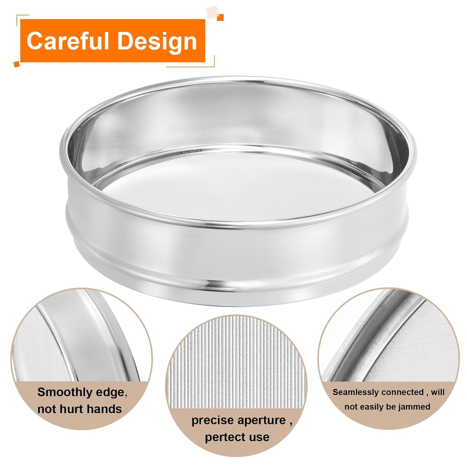 10 Mesh Lab Sieve, 8" Diameter Test Sieve 304 Stainless Steel Wire Cloth (2mm) for Industrial Laboratory - Colors A
