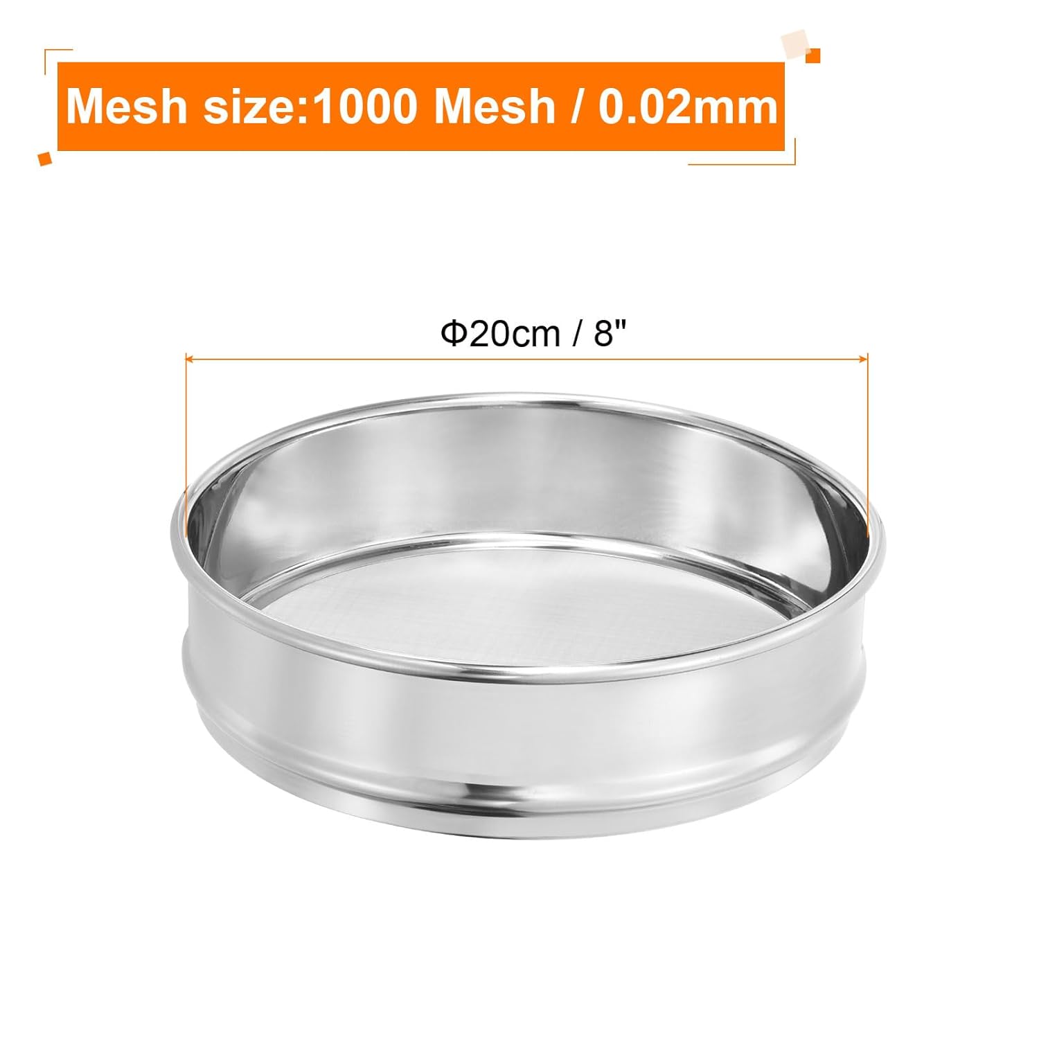 10 Mesh Lab Sieve, 8" Diameter Test Sieve 304 Stainless Steel Wire Cloth (2mm) for Industrial Laboratory - Colors A
