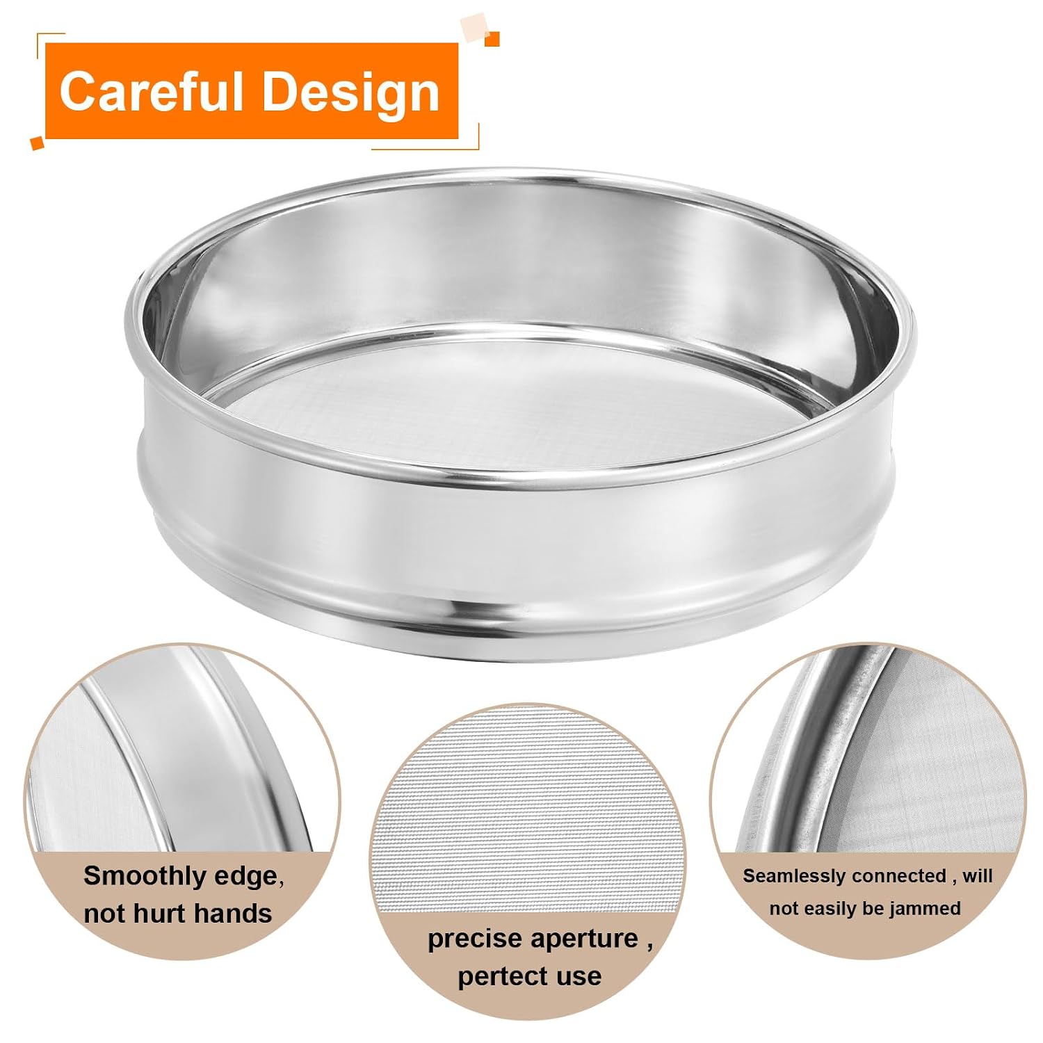 10 Mesh Lab Sieve, 8" Diameter Test Sieve 304 Stainless Steel Wire Cloth (2mm) for Industrial Laboratory - Colors A