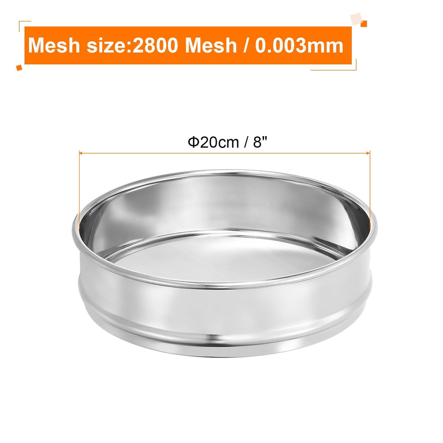 10 Mesh Lab Sieve, 8" Diameter Test Sieve 304 Stainless Steel Wire Cloth (2mm) for Industrial Laboratory - Colors A