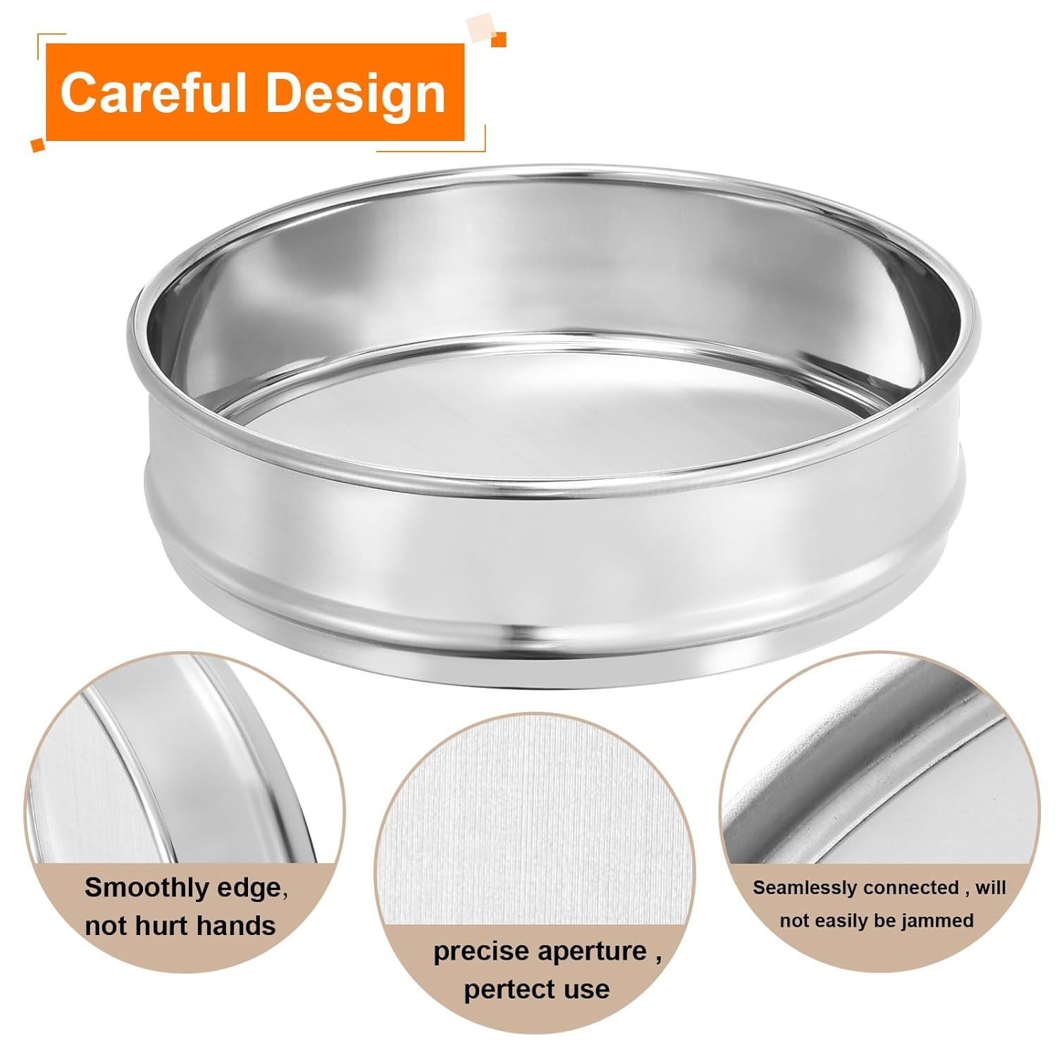 10 Mesh Lab Sieve, 8" Diameter Test Sieve 304 Stainless Steel Wire Cloth (2mm) for Industrial Laboratory - Colors A