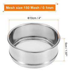 150 Mesh Lab Sieve, 4" Diameter Test Sieve 304 Stainless Steel Wire Cloth (0.1mm) for Industrial Laboratory