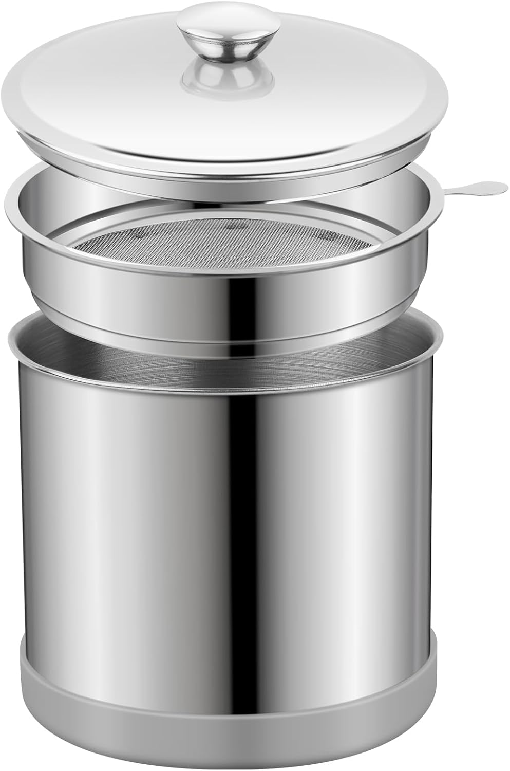 1.2L Bacon Grease Container with Fine Mesh Strainer | Non-Slip Silicone Base, Fine Mesh Filter, Non-Slip, Cooking Oil Keeper, Fat Storage Holder for Kitchen Use