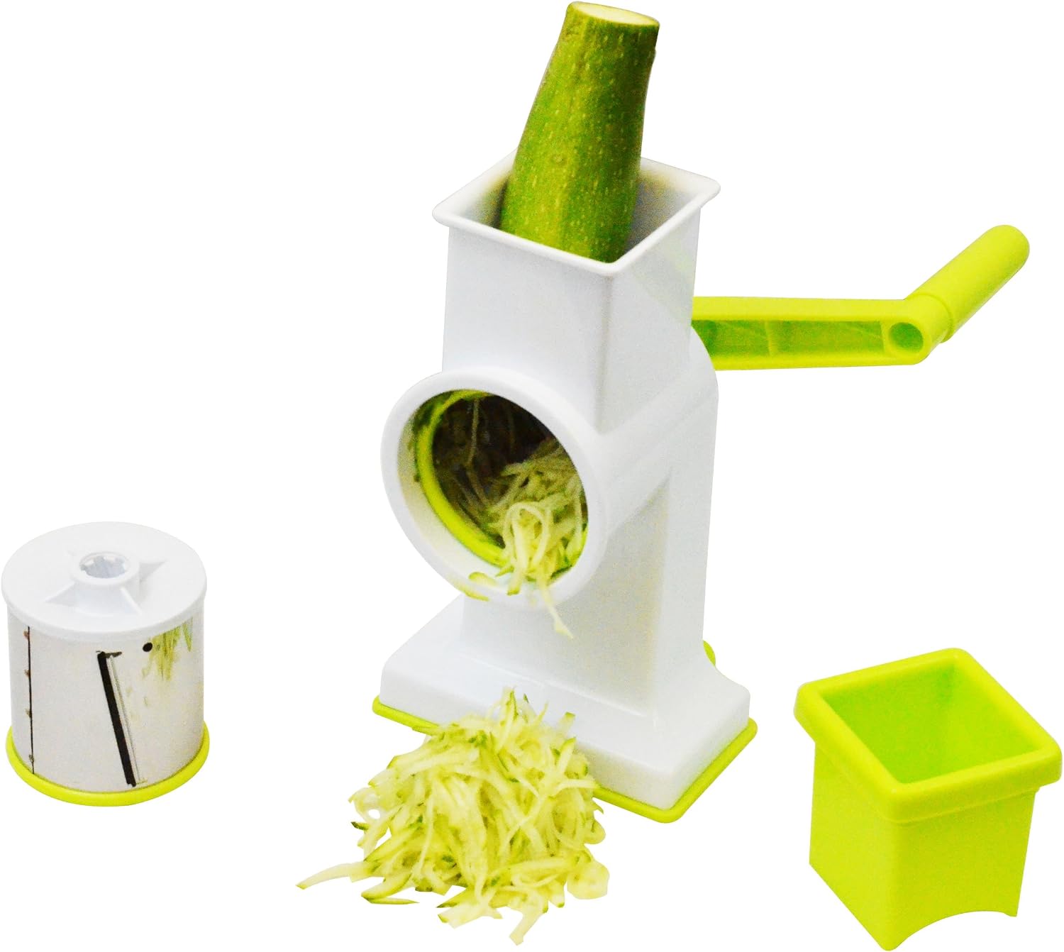 "2-in-1 Deluxe Hand Crank Rotary Drum Grater, Shredder & Slicer – Kitchen Tool for Cheese, Fruits, Vegetables & Nuts "