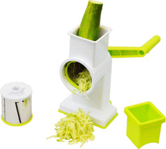 "2-in-1 Deluxe Hand Crank Rotary Drum Grater, Shredder & Slicer – Kitchen Tool for Cheese, Fruits, Vegetables & Nuts "