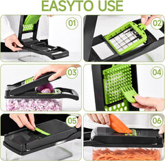 15 in 1 Vegetable Chopper, Food Veggie Chopper, Onion and Vegetable Slicer with Container, Dicer, Kitchen Gadget and Essential