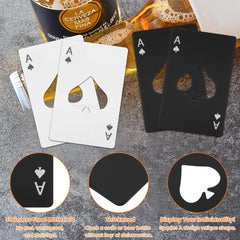 12pcs Poker Card Bottle Openers, 6 Black + 6 Silver Poker Themed Cap Openers, Credit Card Size Stainless Steel Bottle Opener Card, Wallet Pocket Wedding Party Good Gift, for Beer, Soda, Bottles
