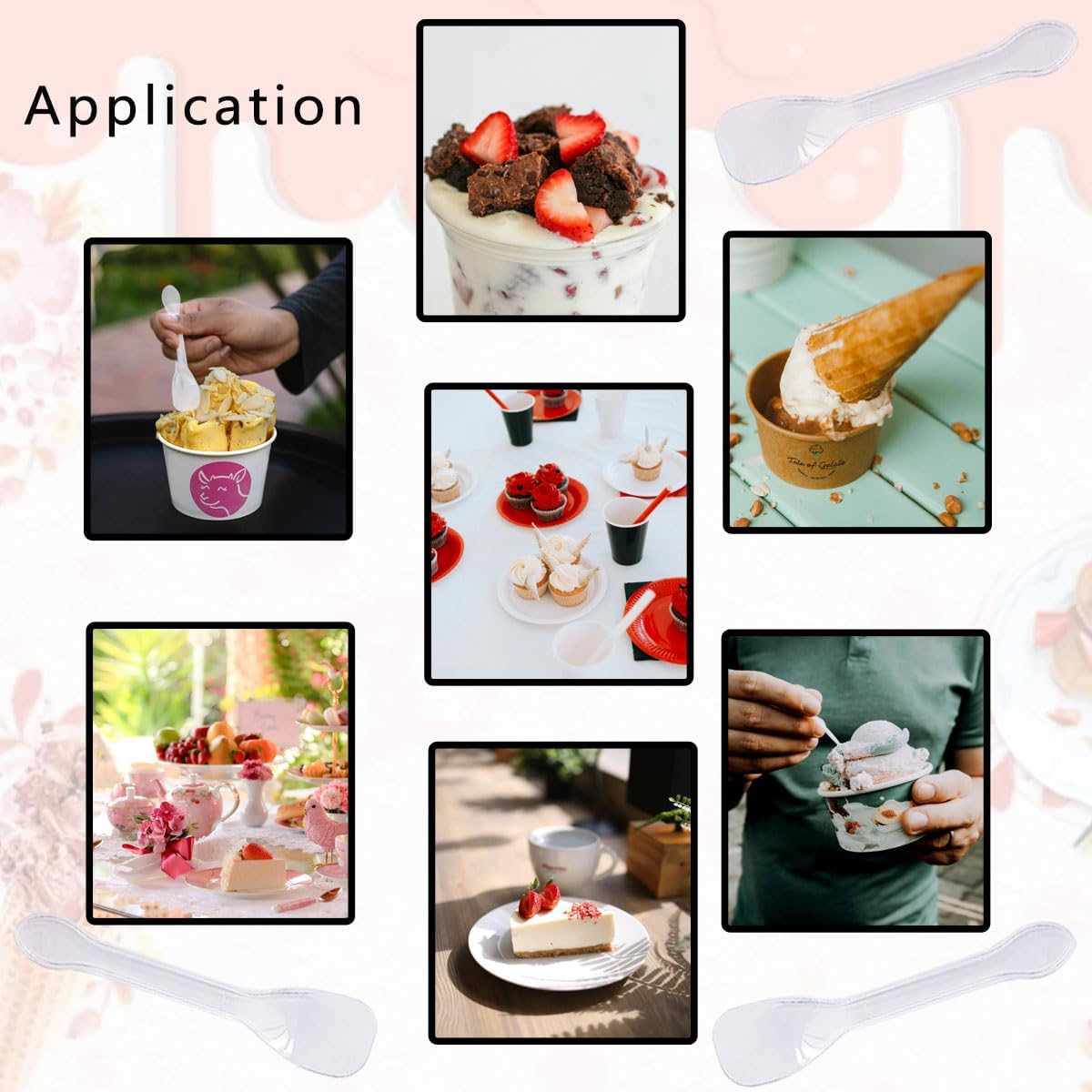 100pcs Individually Wrapped Mini Plastic Spoons, Restaurant-Grade Clear Tasting Spoons for Ice Cream, Yogurt, Sampling