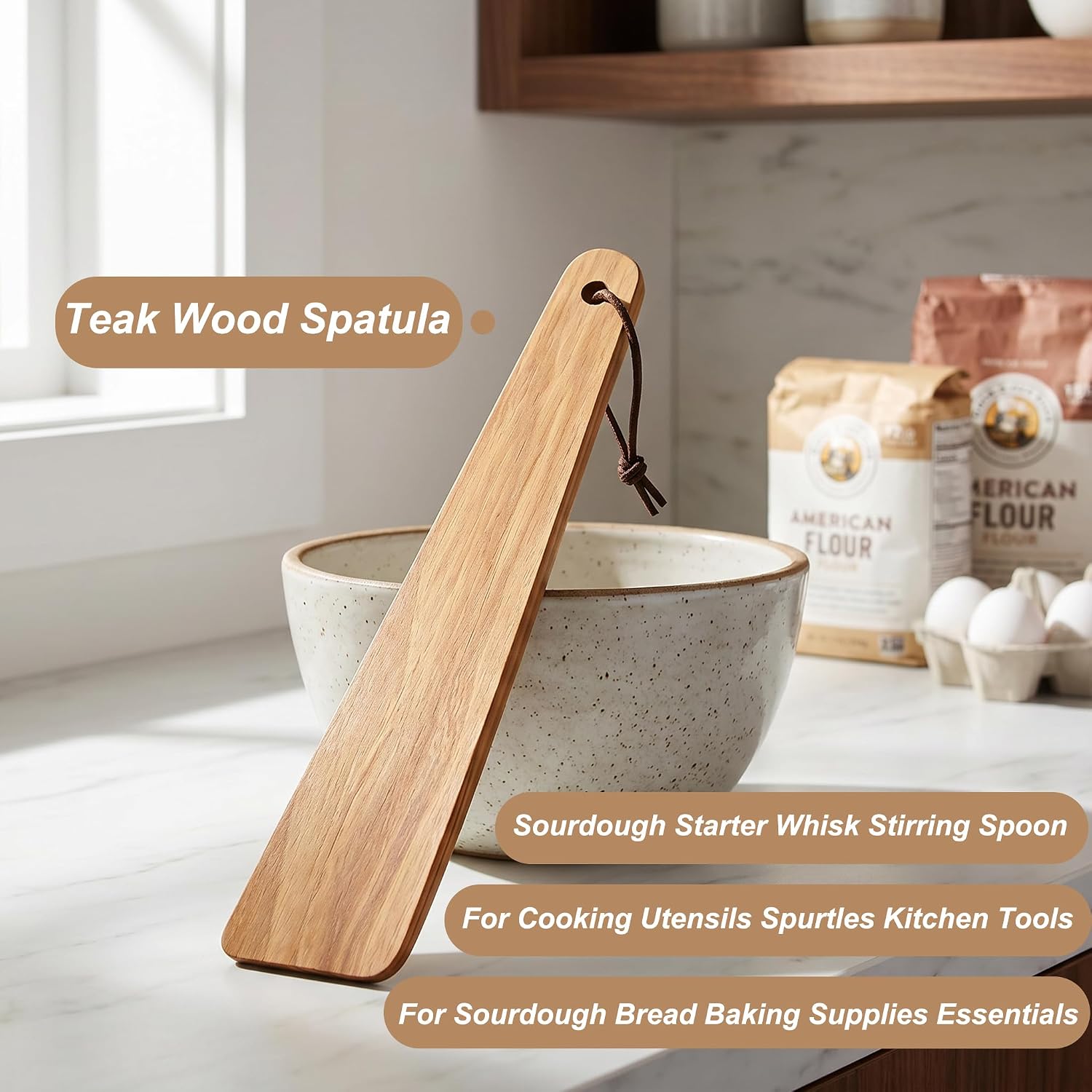 13-Inch Danish Dough Whisk - Wooden for Sourdough Bread Baking Supplies - Traditional Dutch Whisk for Pizza, Pastry, Cake Batter