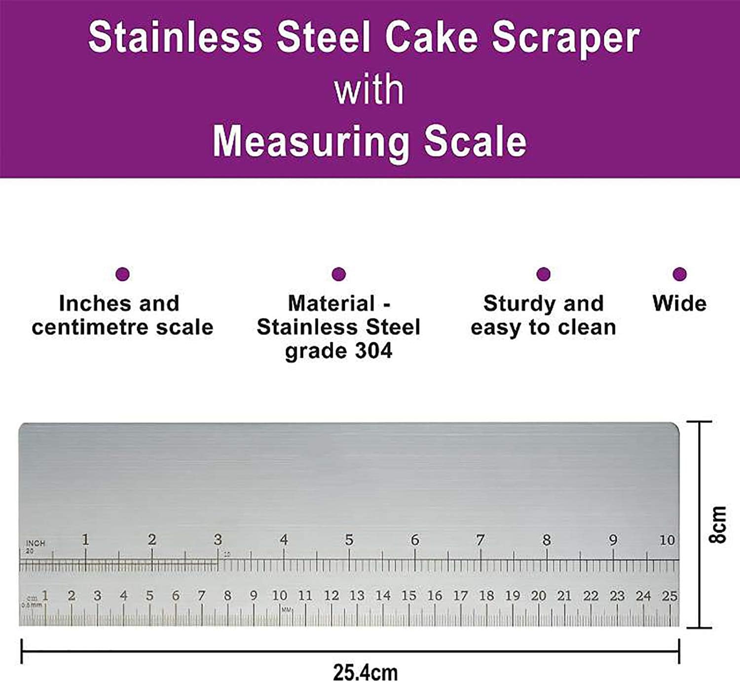 10inch Metal Cake Scraper .Stainless Steel Cake Edge Smoother for Buttercream, Cake Decorating Comb