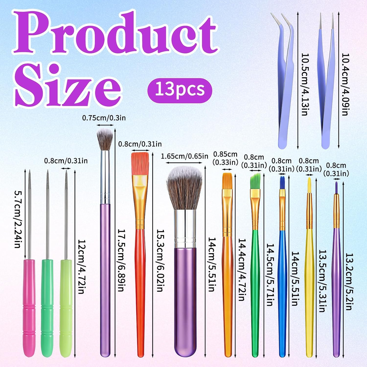 13 Pcs Cake Candy Decorating Brushes Tools, Paint Brushes Fondant Tools for Cake Baking Chocolate Sugar Cookie Decoration Cakes Brush for Luster Dust Pastry Decorating Supplies