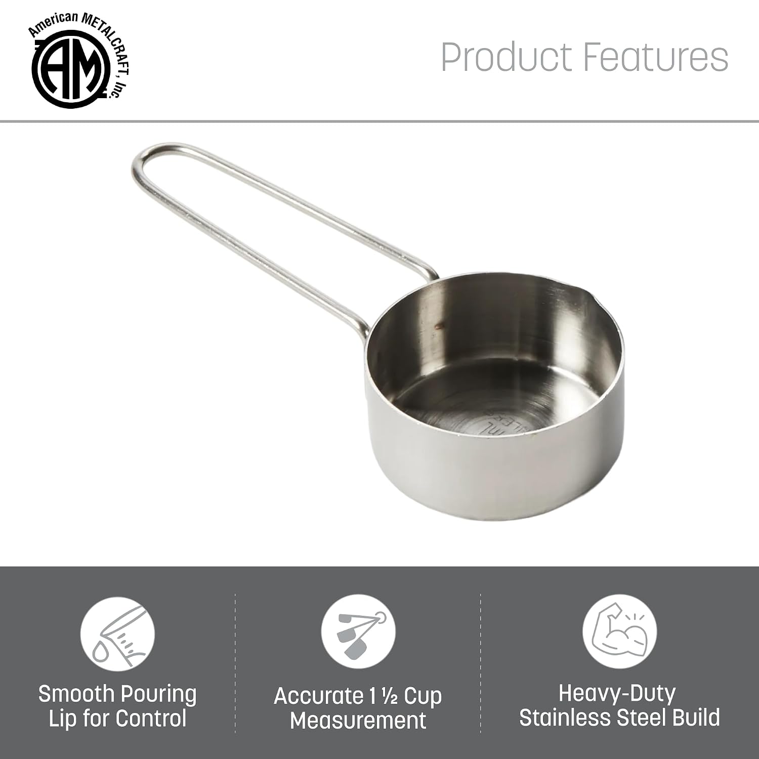 . 1 Cup Stainless Steel Measuring Cup