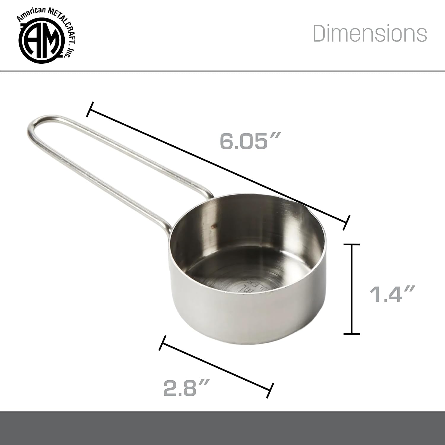 . 1 Cup Stainless Steel Measuring Cup