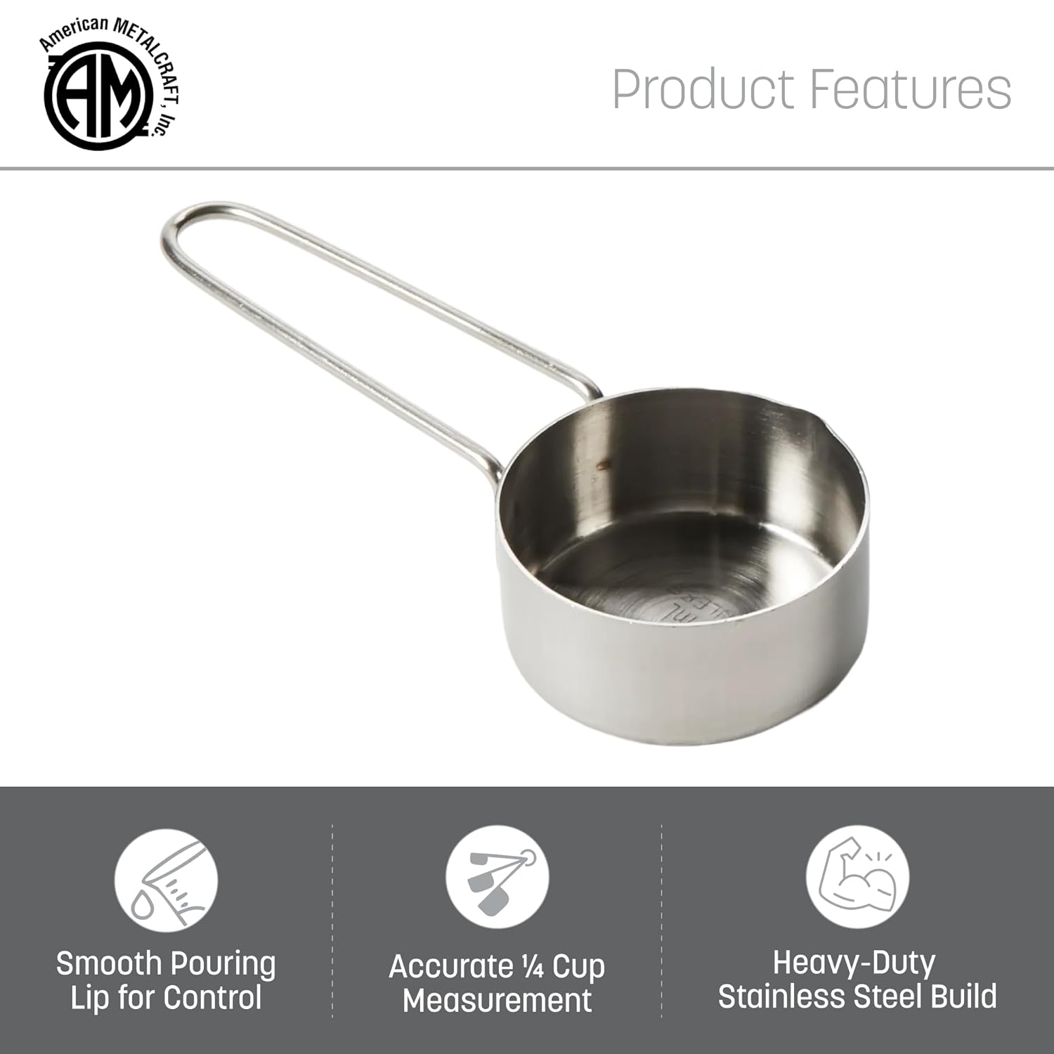 . 1 Cup Stainless Steel Measuring Cup