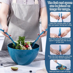 15 Piece Mixing Bowls with Lids Set, Super Large(6.87-0.21QT) Plastic Nesting Bowls 6 Prep Bowls 6 Lids 1 Colander 2-in-1 Spoon Microwave Dishwasher Safe for Preparing Mixing Serving Storing