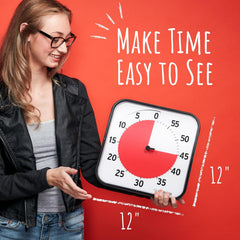 12 inch Visual Timer 60 Minute Kids Desk Countdown Clock with Dry Erase Activity Card, Also Magnetic for Classroom, Homeschooling Study Tool, Task Reminder, Home and Kitchen Timer