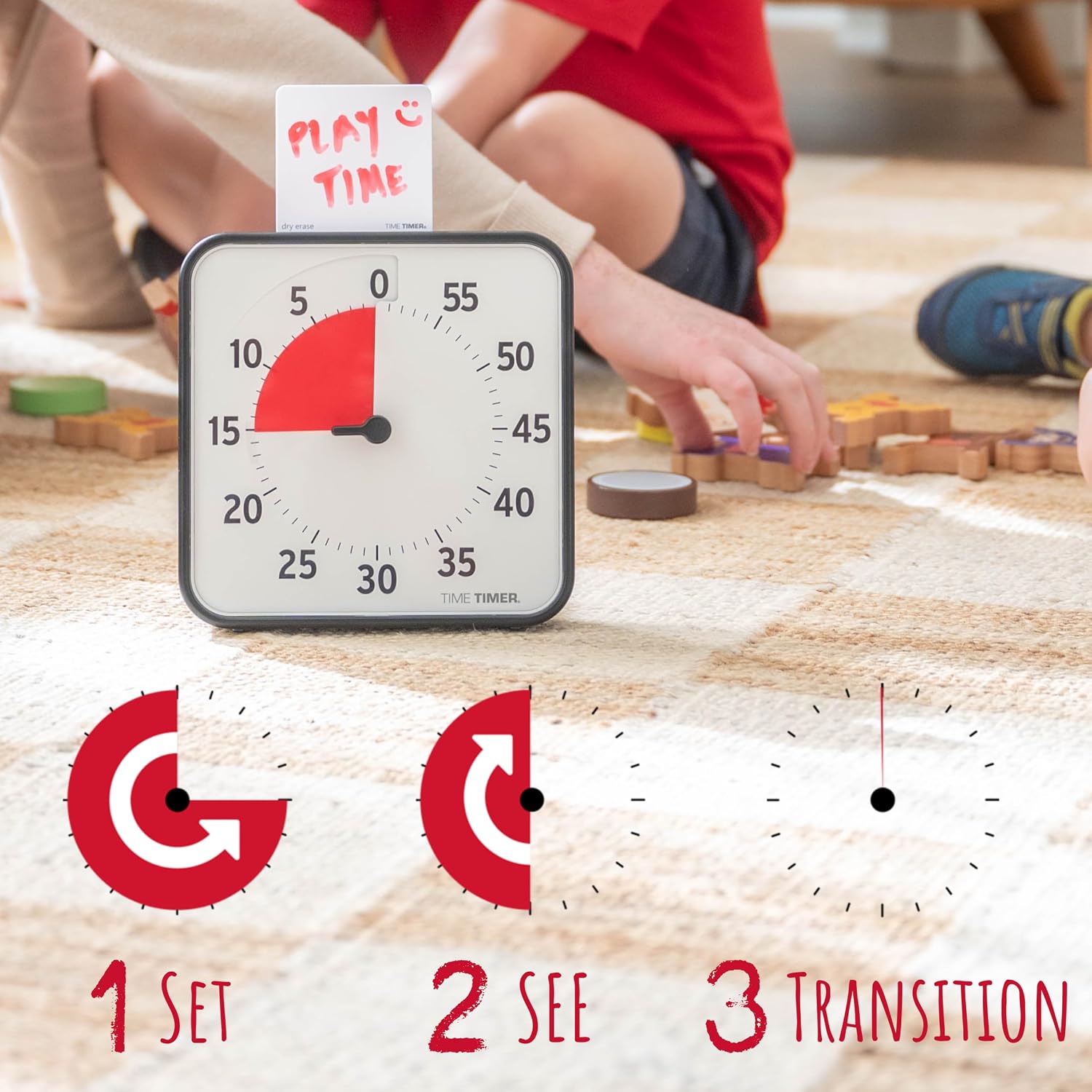 12 inch Visual Timer 60 Minute Kids Desk Countdown Clock with Dry Erase Activity Card, Also Magnetic for Classroom, Homeschooling Study Tool, Task Reminder, Home and Kitchen Timer