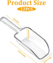 12 Pcs Mini Acrylic Plastic Kitchen Scoops 4.3" Multi Purpose Ice Scoops Acrylic Scoop for Canisters for Christmas Popcorn Food Ice Cream Dessert Canisters Jars Buffet Kitchen Bar Wedding Party