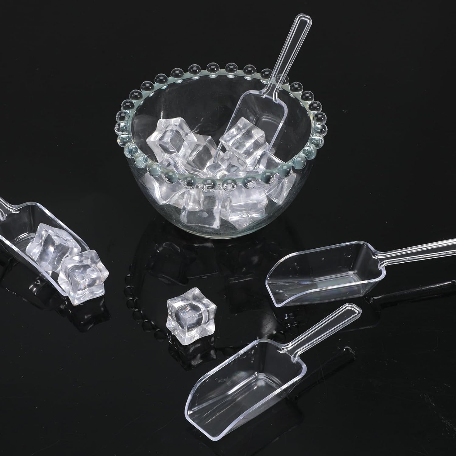 12 Pcs Mini Acrylic Plastic Kitchen Scoops 4.3" Multi Purpose Ice Scoops Acrylic Scoop for Canisters for Christmas Popcorn Food Ice Cream Dessert Canisters Jars Buffet Kitchen Bar Wedding Party