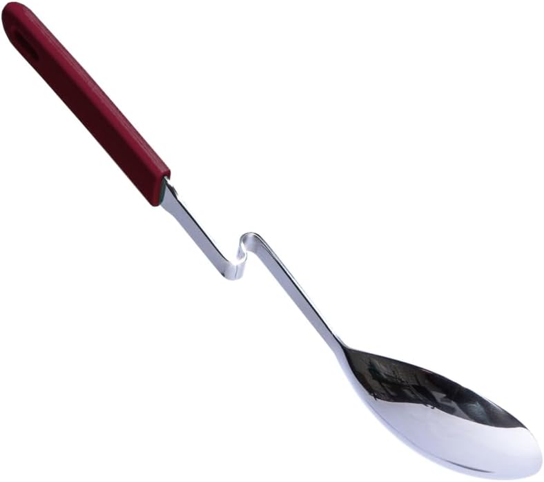 + Lori Greiner No Mess Stainless Steel Soup Ladle with Silicone Handle - Metal Soup Ladle with No Mess Design That Hooks on Side of Any Pot - Cranberry