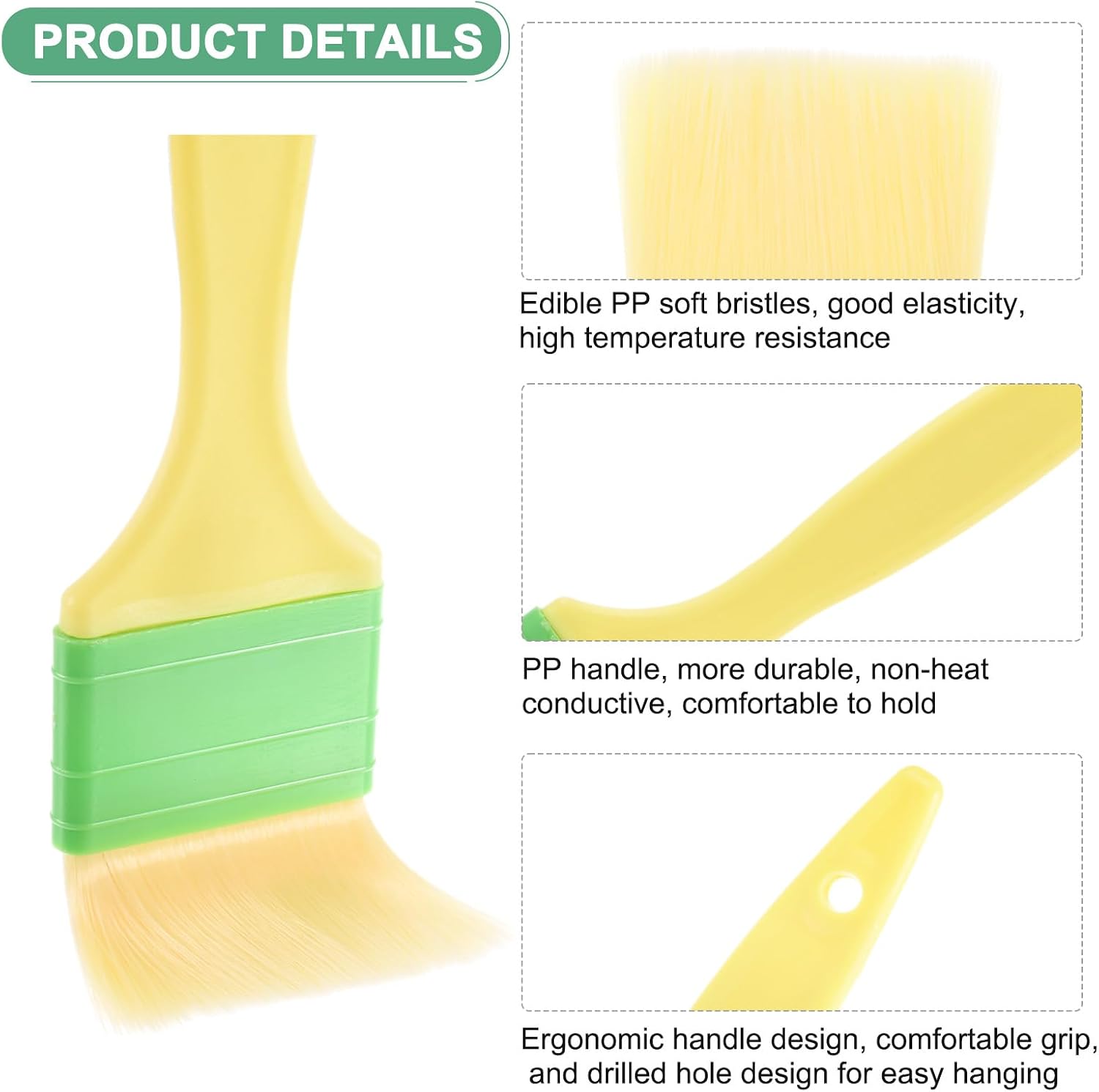 1-Set Pastry Brush, Soft Basting Baking BBQ Oil Brush for Cooking/Barbecue/Kitchen 1.6, 2", 3"