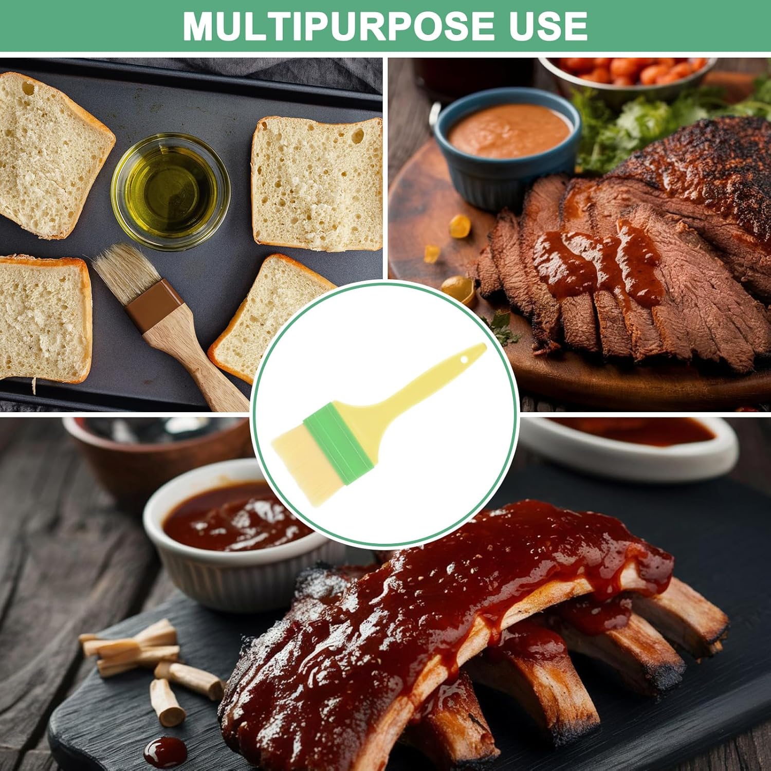 1-Set Pastry Brush, Soft Basting Baking BBQ Oil Brush for Cooking/Barbecue/Kitchen 1.6, 2", 3"