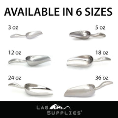12 oz Stainless Steel Scoop, 10” L x 3.3” W | for Ice, Dog & Cat Food, Popcorn, Coffee, Candy, Sugar, Flour, Dry Goods, etc.
