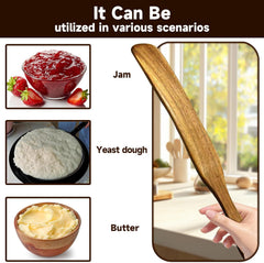11" Acacia Wood Skinny Spurtle, Sourdough Baking Spatula for Nonstick Pans | Natural acacia wood skinny spurtle, non-scratch for nonstick pans, ideal sourdough starter & baking essential kitchen utensil