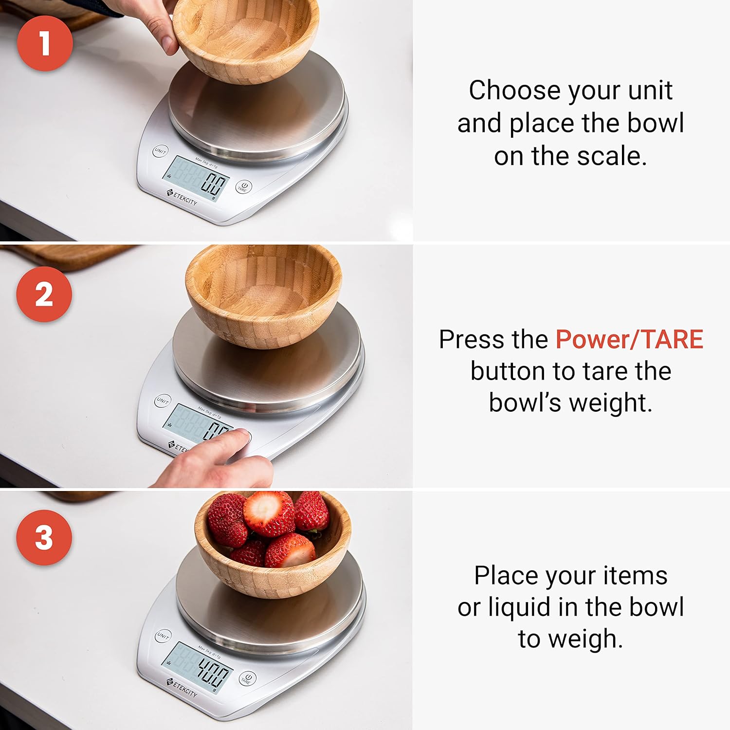 0.1g Food Kitchen Scale, Bowl, Digital Grams and Ounces for Weight Loss, Dieting, Baking, Cooking, and Meal Prep, 11lb/5kg, Stainless Steel Silver