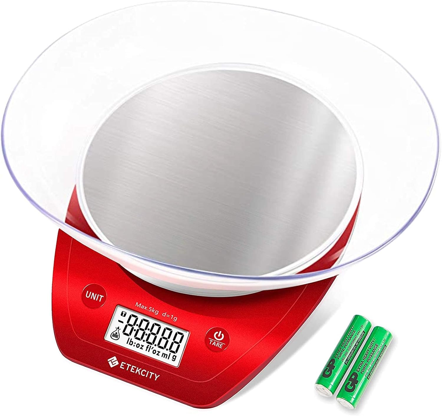 0.1g Food Kitchen Scale, Bowl, Digital Grams and Ounces for Weight Loss, Dieting, Baking, Cooking, and Meal Prep, 11lb/5kg, Stainless Steel Silver