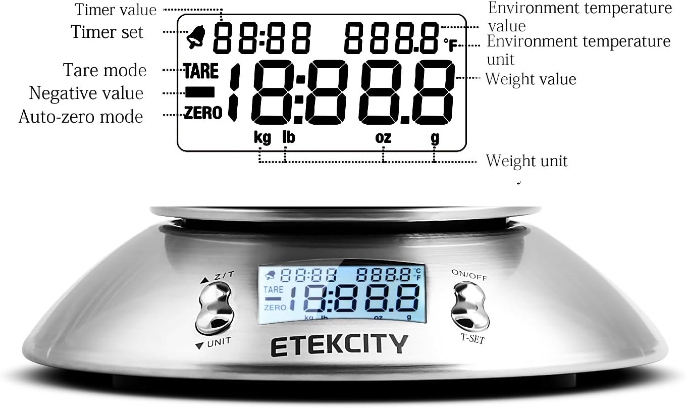 0.1g Food Kitchen Scale, Bowl, Digital Grams and Ounces for Weight Loss, Dieting, Baking, Cooking, and Meal Prep, 11lb/5kg, Stainless Steel Silver