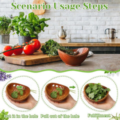 1 Pack Wooden Herb Stripper Bowls, Wood 5 Holes Kitchen Herbs Peeling Bowl, Leaf Stripping Peeler for Separating Leaves and Stems, Salads & Cooking, Pottery Kitchen Tool