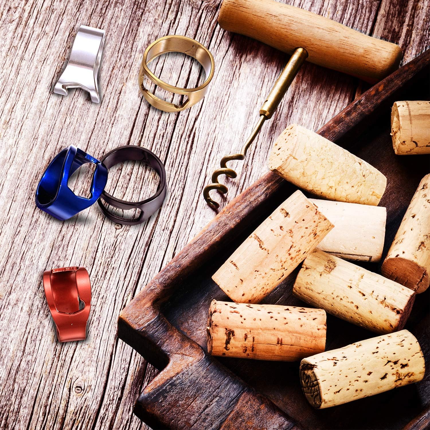 10 Pieces Bottle Opener Ring stainless Steel Beer Finger Bottle Opener Colorful for Party Present Supplies(Black,Silver,Red, Yellow, Blue)