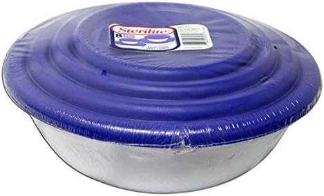 07479406 8 Piece Covered Bowl Set, White & Blue