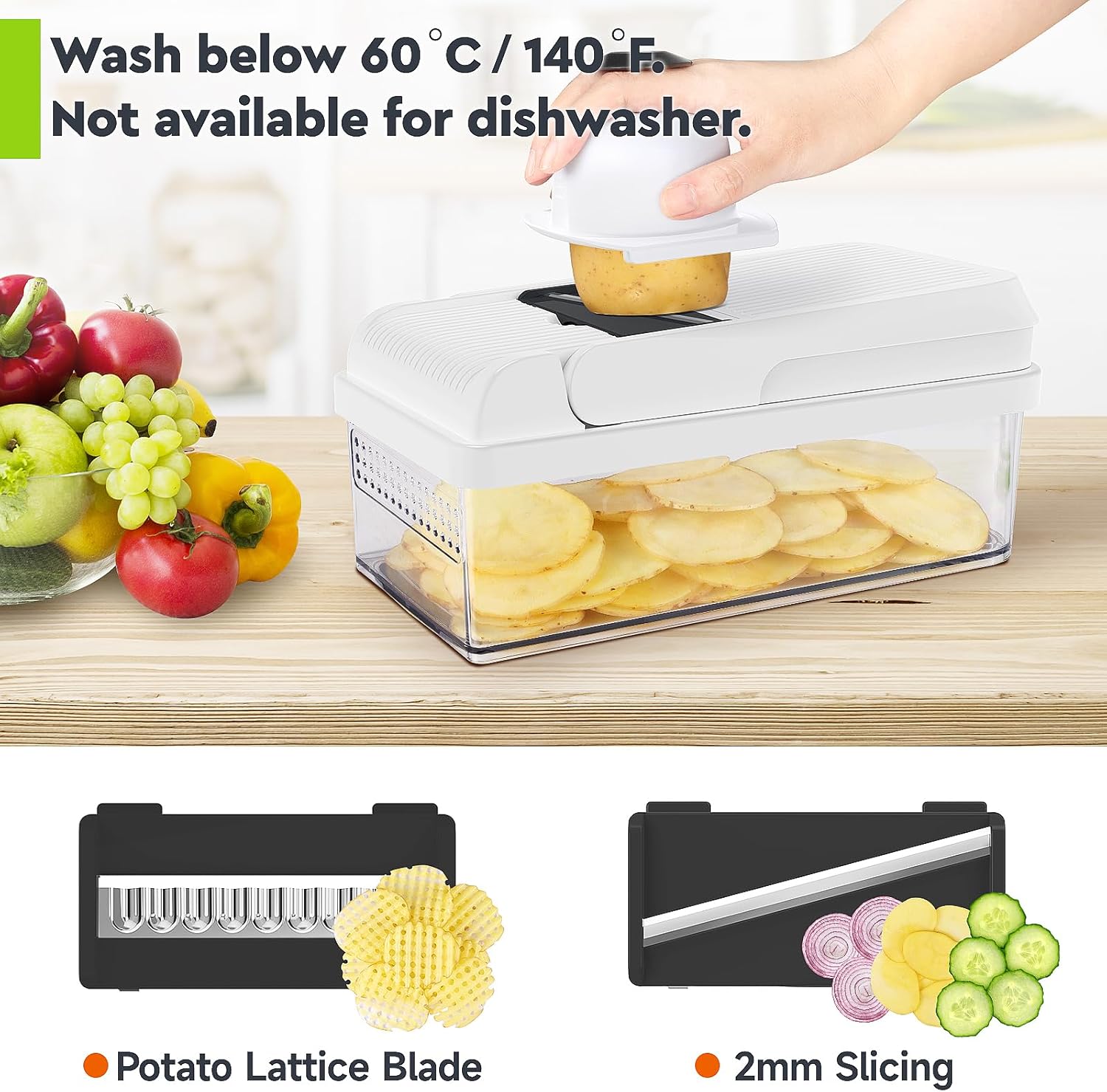 12-in-1 Vegetable Chopper, Food Veggie Chopper With Container | Kitchen Prep Tool, Cheese Grater, Home Essentials & Kitchen Gadgets, with Sharp Stainless Steel Blades(7 Blades, Green)