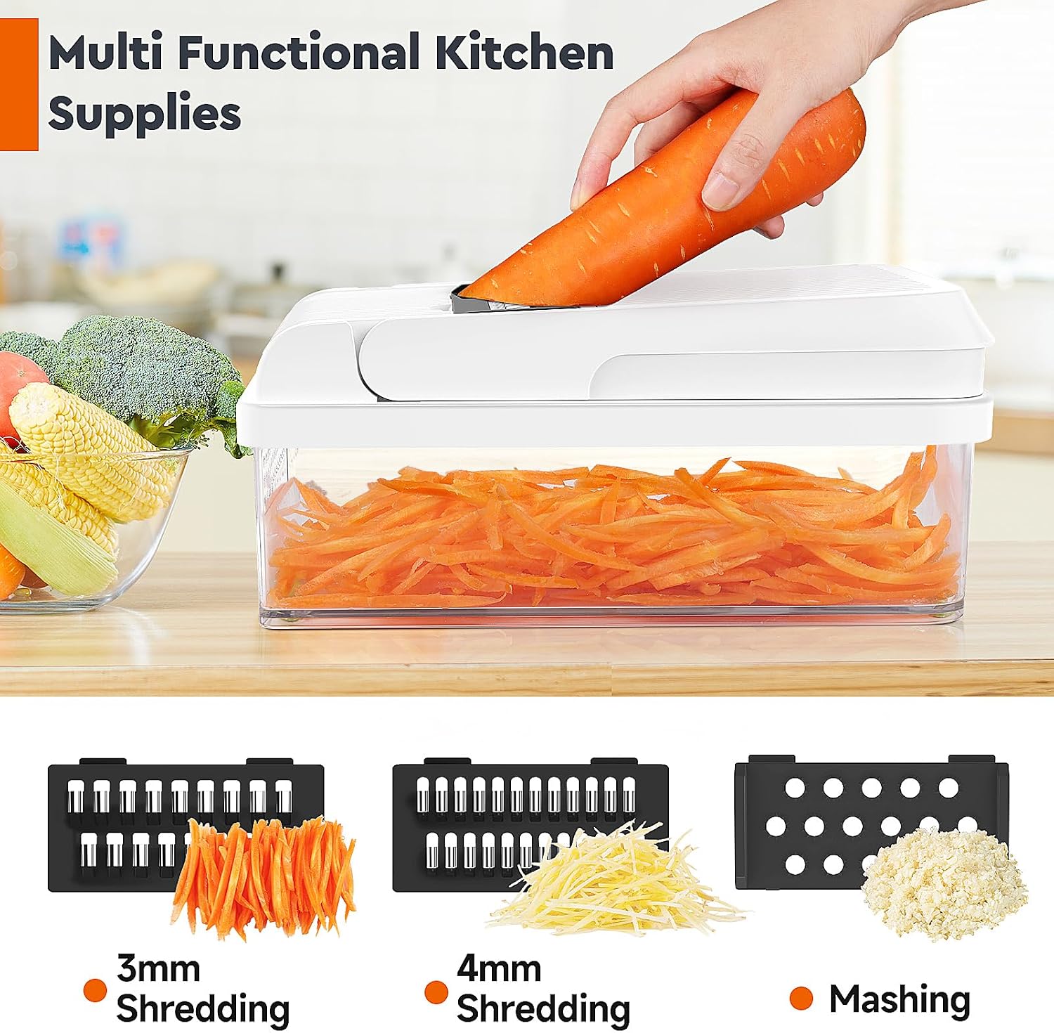 12-in-1 Vegetable Chopper, Food Veggie Chopper With Container | Kitchen Prep Tool, Cheese Grater, Home Essentials & Kitchen Gadgets, with Sharp Stainless Steel Blades(7 Blades, Green)