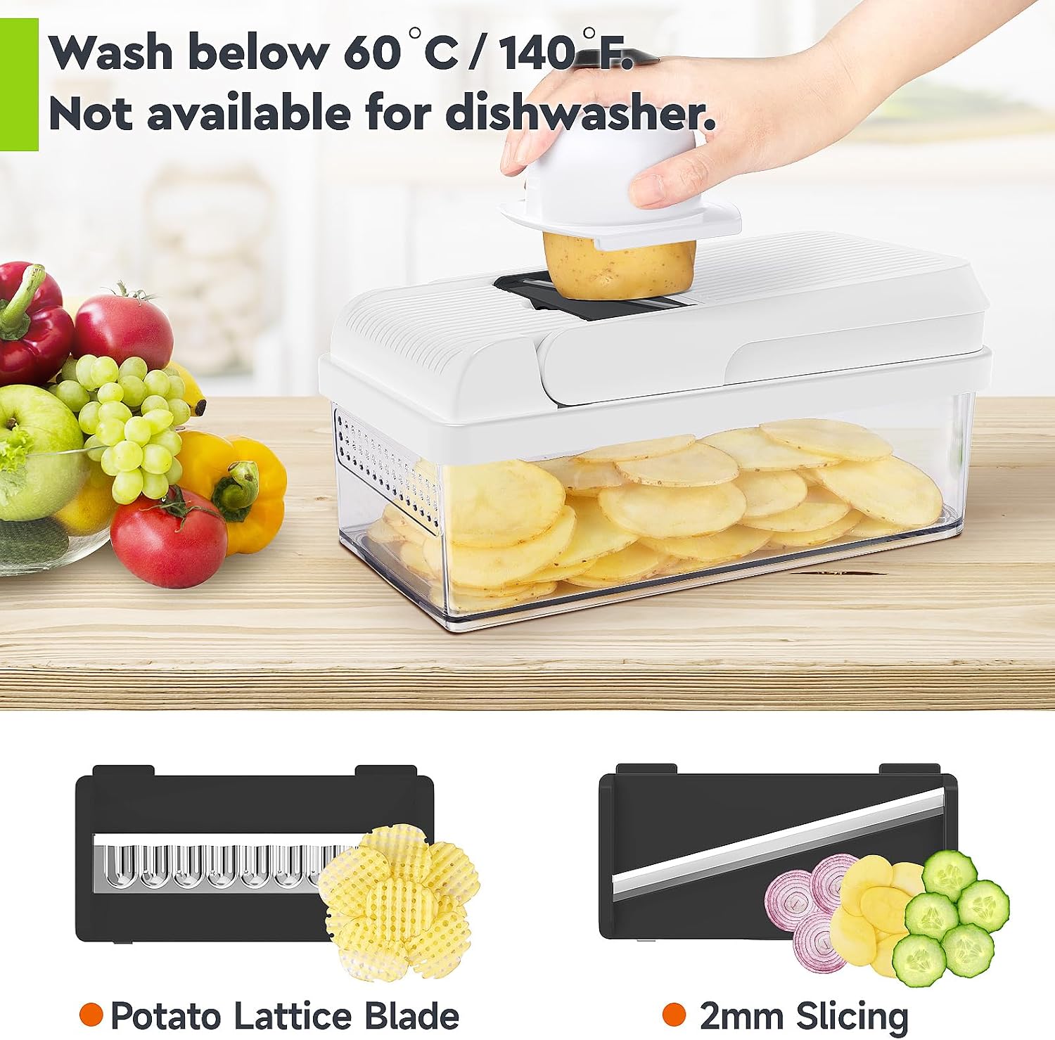 12-in-1 Vegetable Chopper, Food Veggie Chopper With Container | Kitchen Prep Tool, Cheese Grater, Home Essentials & Kitchen Gadgets, with Sharp Stainless Steel Blades(7 Blades, Green)