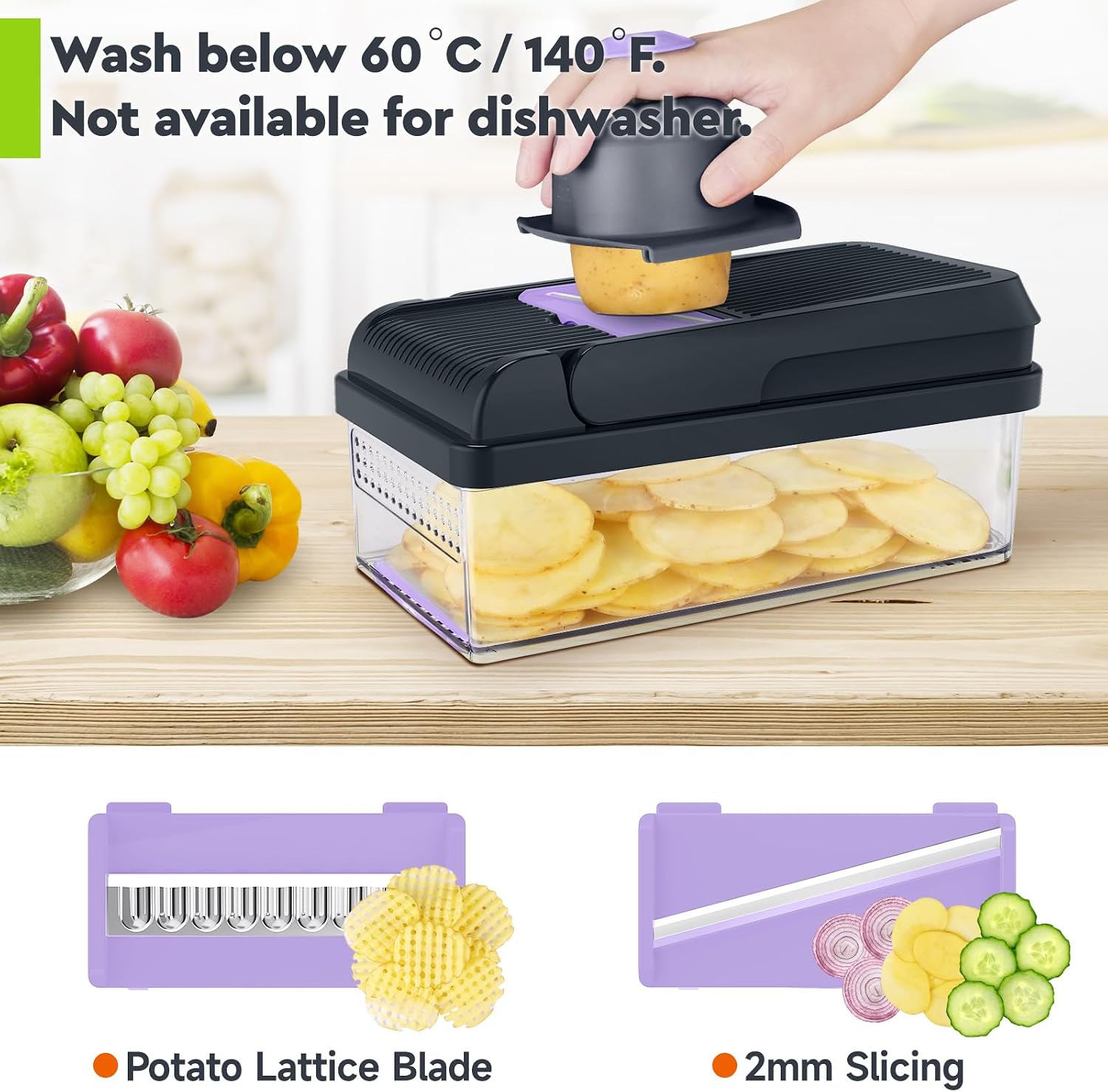 12-in-1 Vegetable Chopper, Food Veggie Chopper With Container | Kitchen Prep Tool, Cheese Grater, Home Essentials & Kitchen Gadgets, with Sharp Stainless Steel Blades(7 Blades, Green)