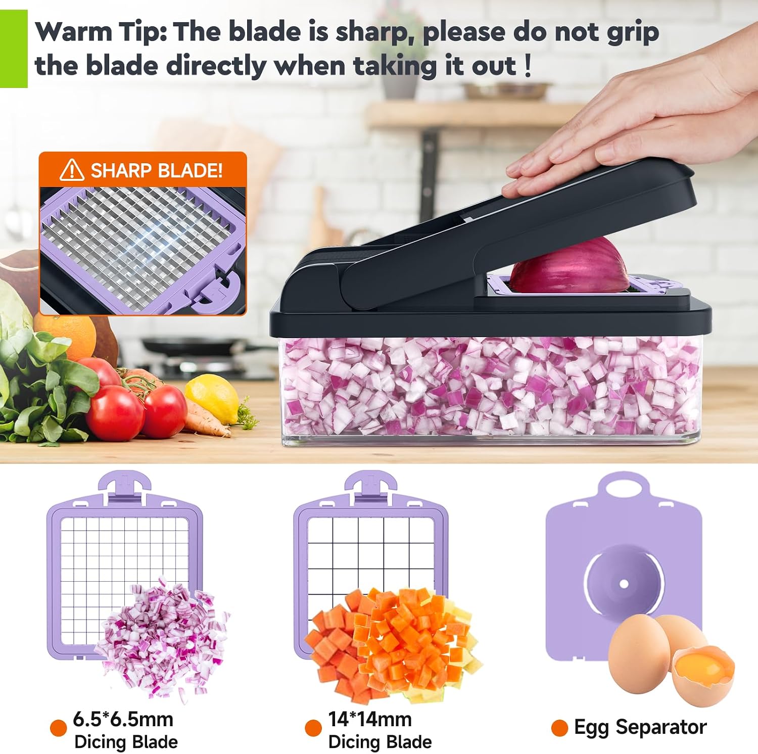 12-in-1 Vegetable Chopper, Food Veggie Chopper With Container | Kitchen Prep Tool, Cheese Grater, Home Essentials & Kitchen Gadgets, with Sharp Stainless Steel Blades(7 Blades, Green)
