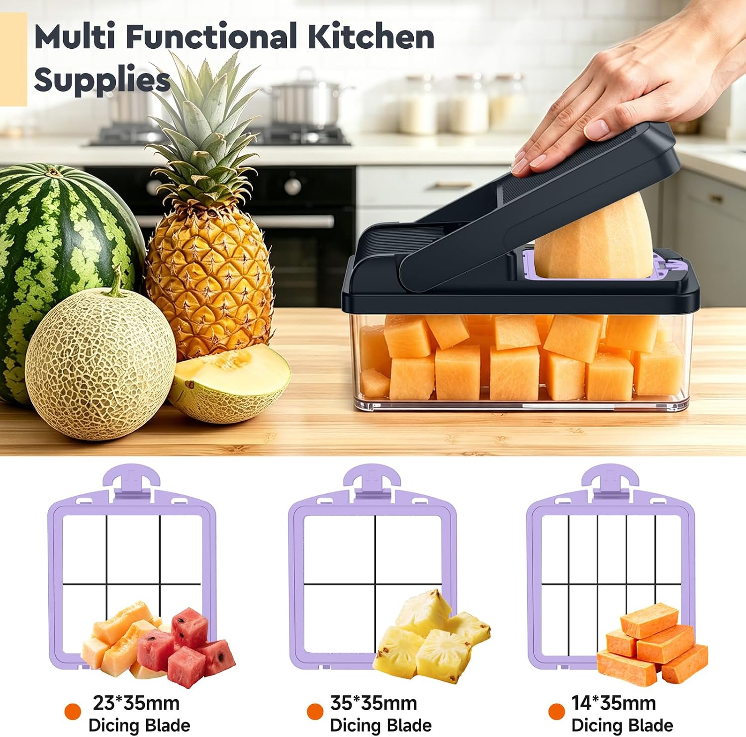 12-in-1 Vegetable Chopper, Food Veggie Chopper With Container | Kitchen Prep Tool, Cheese Grater, Home Essentials & Kitchen Gadgets, with Sharp Stainless Steel Blades(7 Blades, Green)